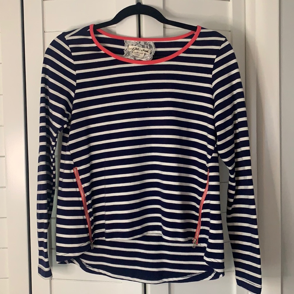 LILIS CLOSET striped shirt with zipper detail